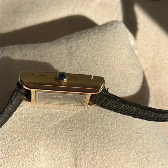 Cartier Tank Gold and Black Watch - Blue Face - Picture 8 of 13